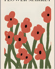Plakat - Tokyo i røde farver - Flower market - admen.dk