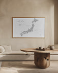 Plakat - Gray watercorlor map of Japan