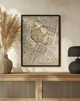 Plakat - Sepia map of Tokyo
