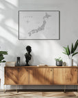Plakat - Gray watercorlor map of Japan