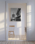 Canvas - Historic Kyoto with Yasaka Pagoda - monochrome - Admen.dk