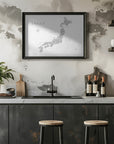 Plakat - Gray watercorlor map of Japan