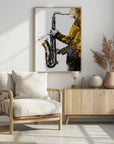 Plakat - Black and Gold Music Art Saxophone2