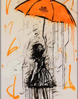 Plakat - Pige med orange paraply - admen.dk