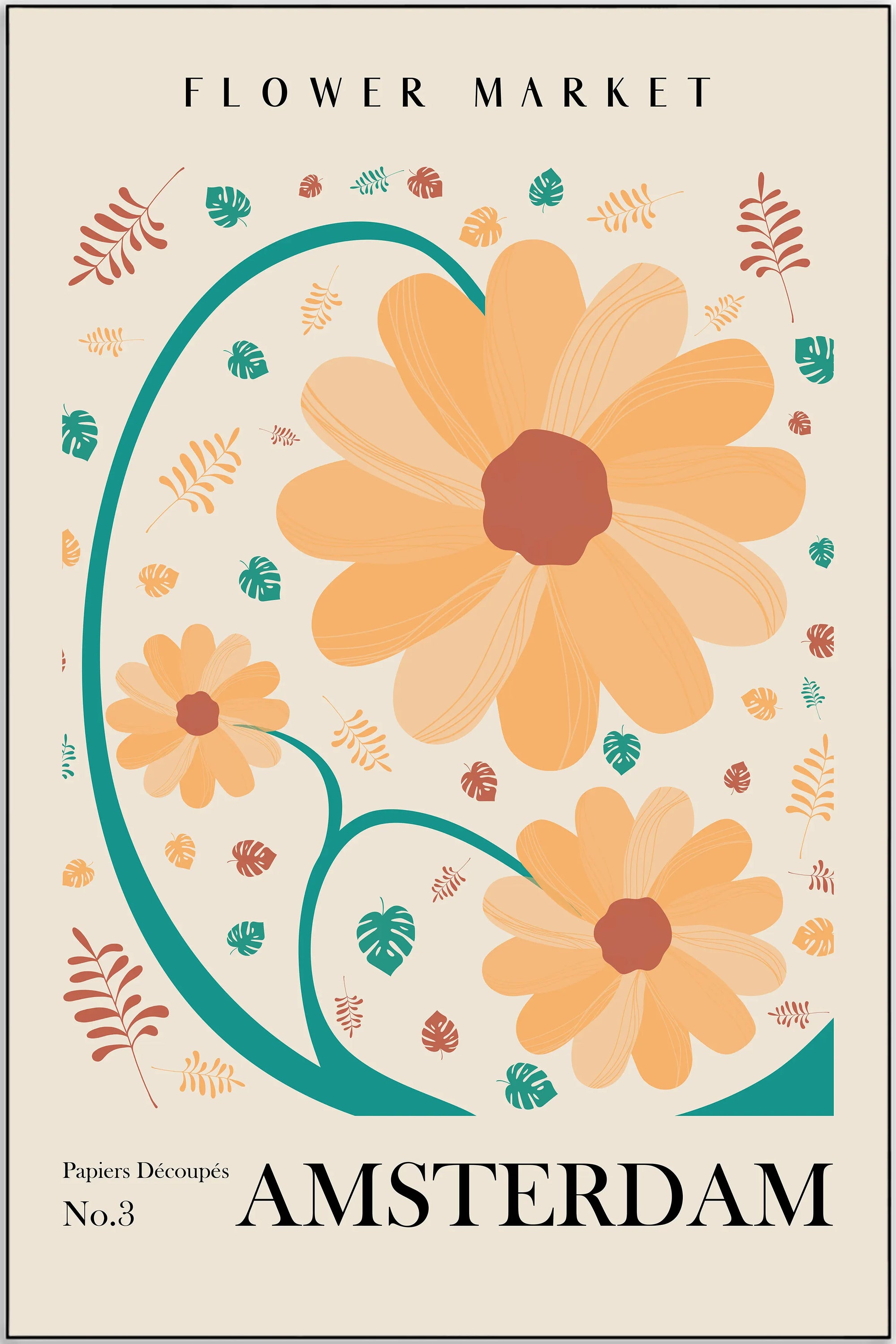 Plakat - Amsterdam sort - Flower market - admen.dk