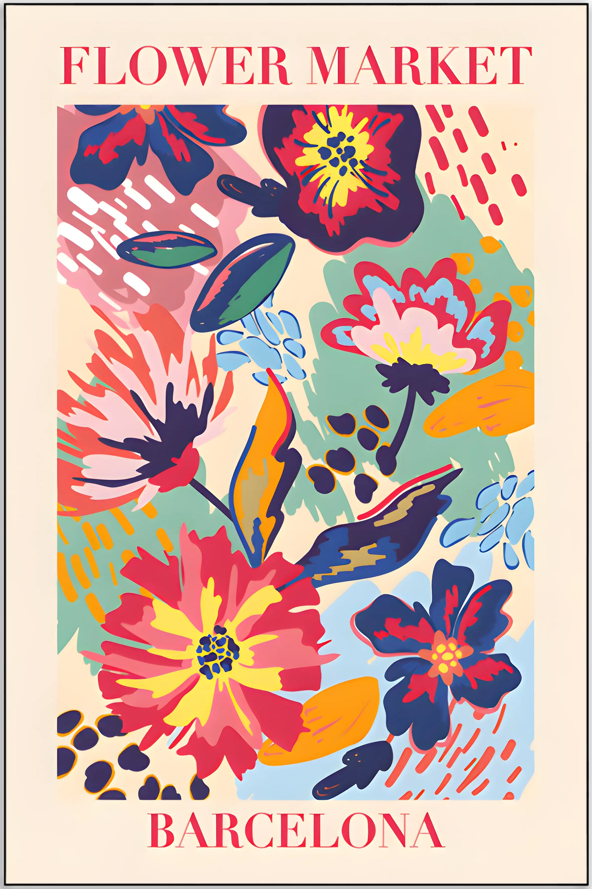 Plakat - Barcelona i farver - Flower market - admen.dk
