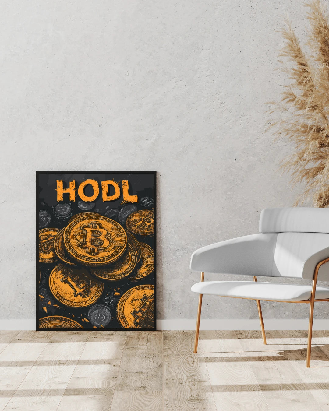 Plakat - Bitcoins orange kunst - Admen.dk