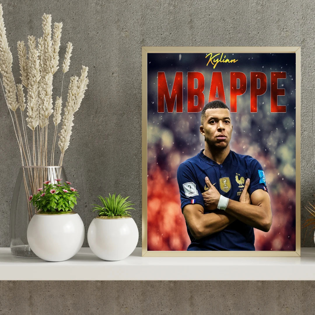 Plakat - Kylian Mbappe fodbold kunst - Admen.dk