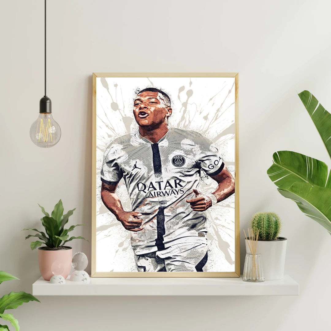 Plakat - Kylian Mbappe i PSG kunst - Admen.dk