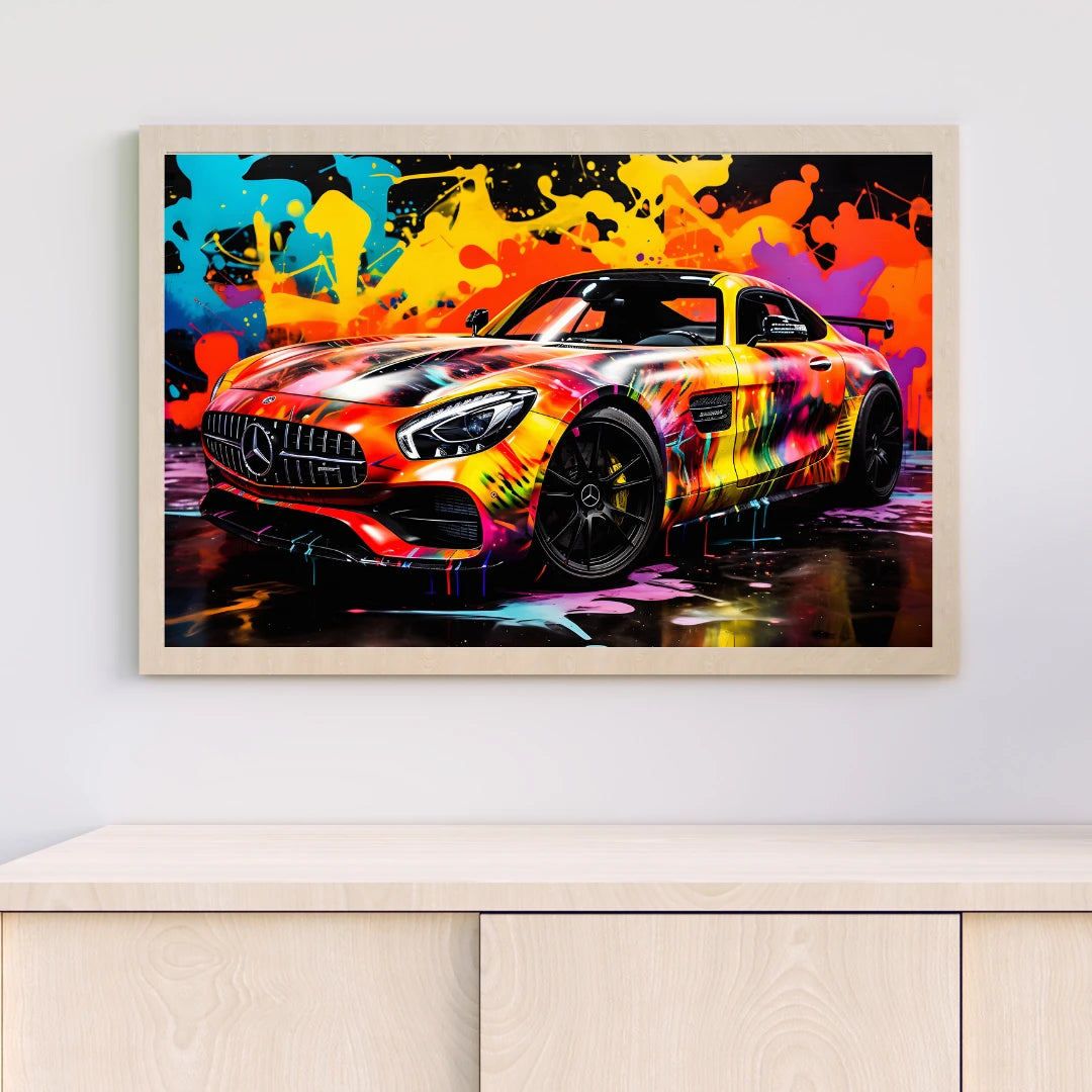 Plakat - Mercedes AMG GT streetkunst - Admen.dk