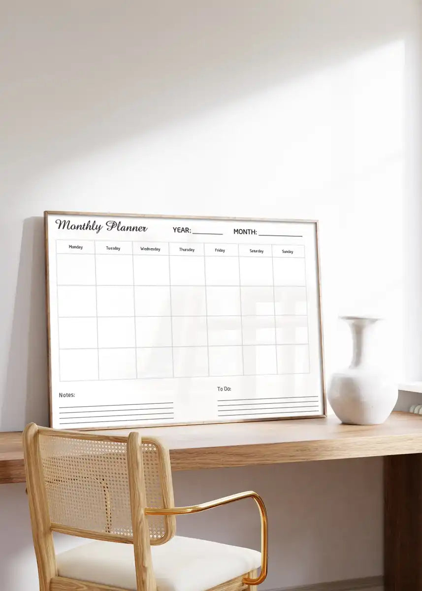 Plakat - Monthly Planner - Engelsk - admen.dk