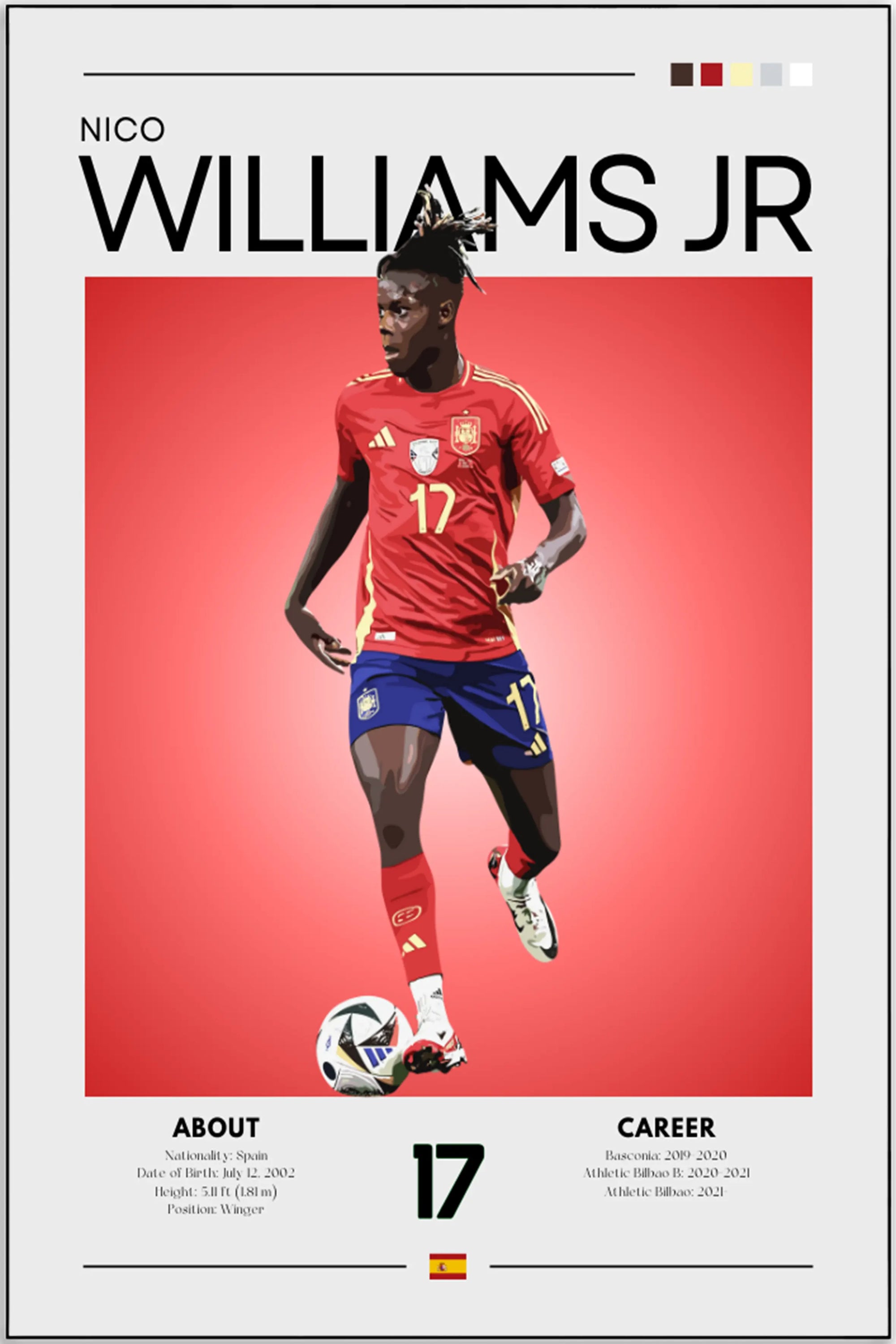 Plakat - Nico Williams Jr. grafisk look - Admen.dk