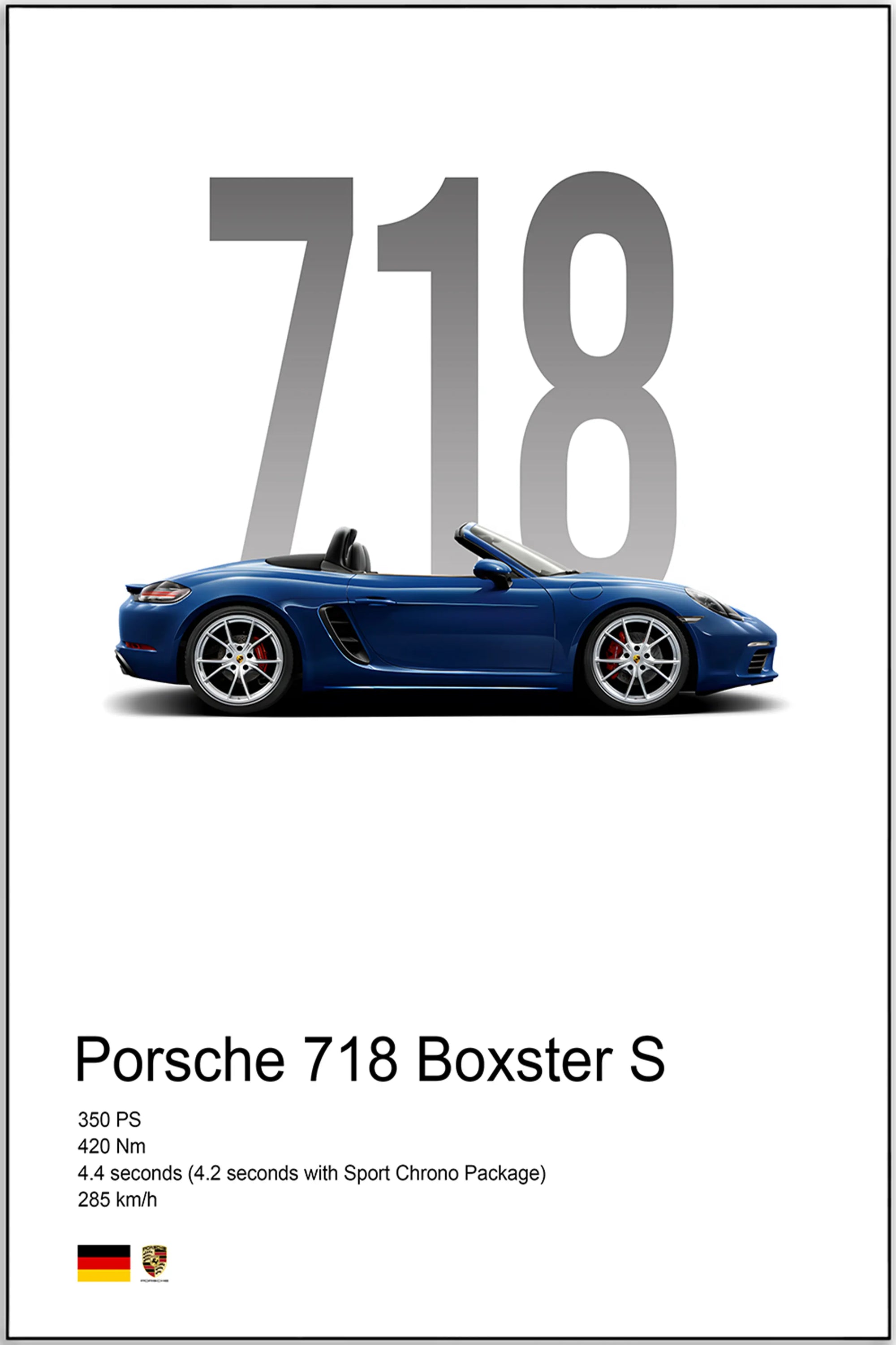 Plakat - Porsche 718 Boxster S kunst - Admen.dk