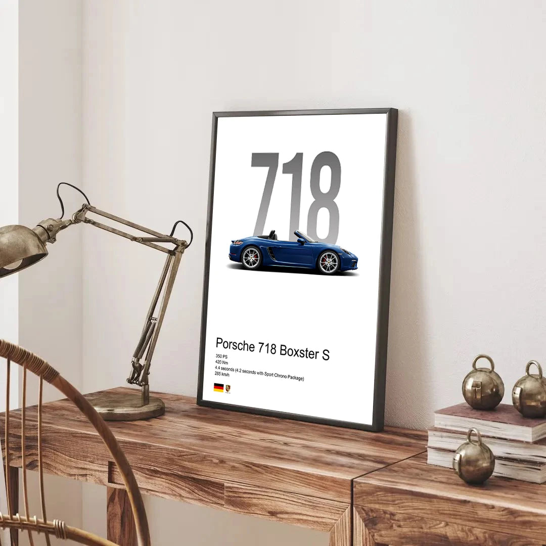 Plakat - Porsche 718 Boxster S kunst - Admen.dk