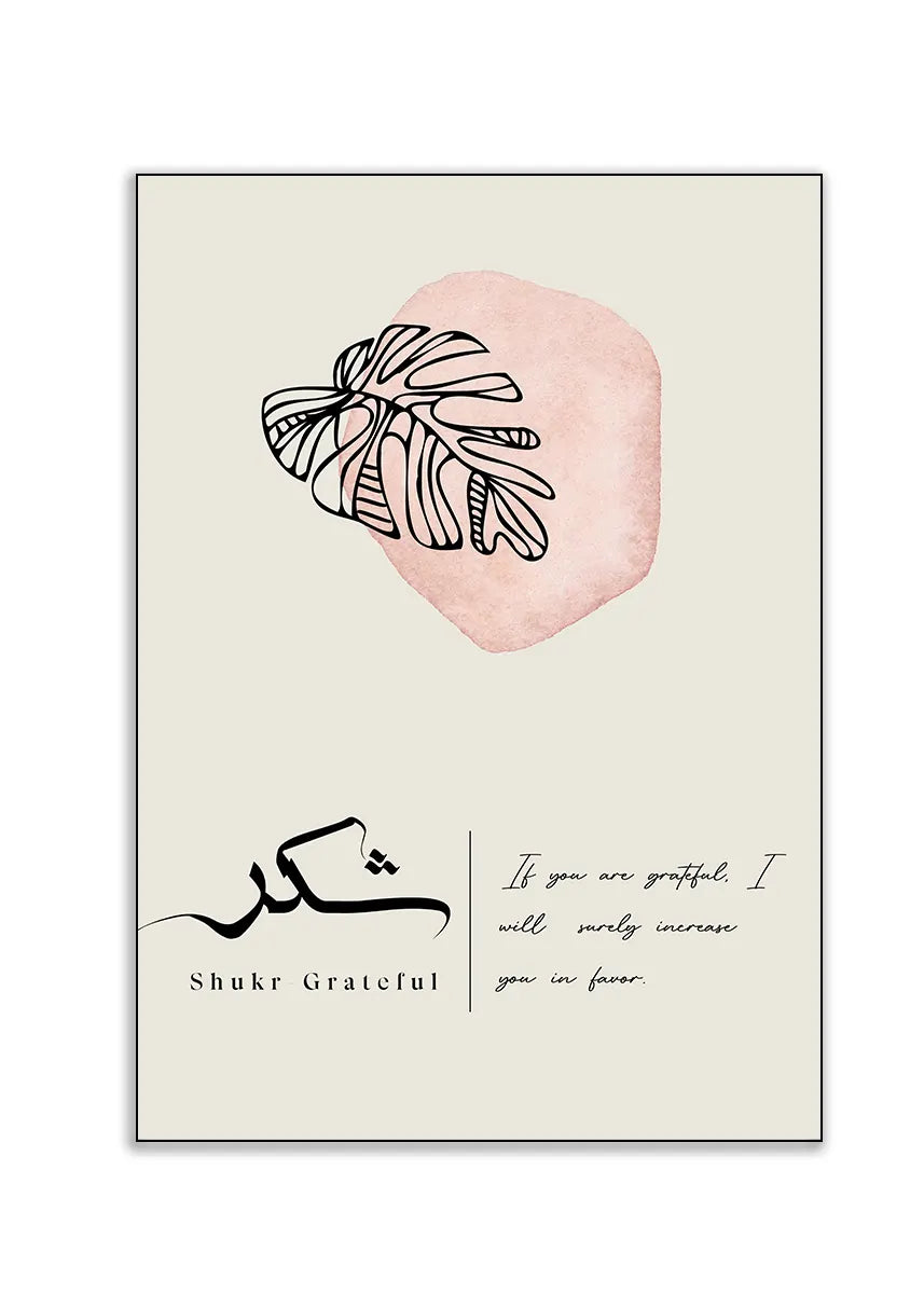 Plakat - Shukr grateful med blomst - admen.dk