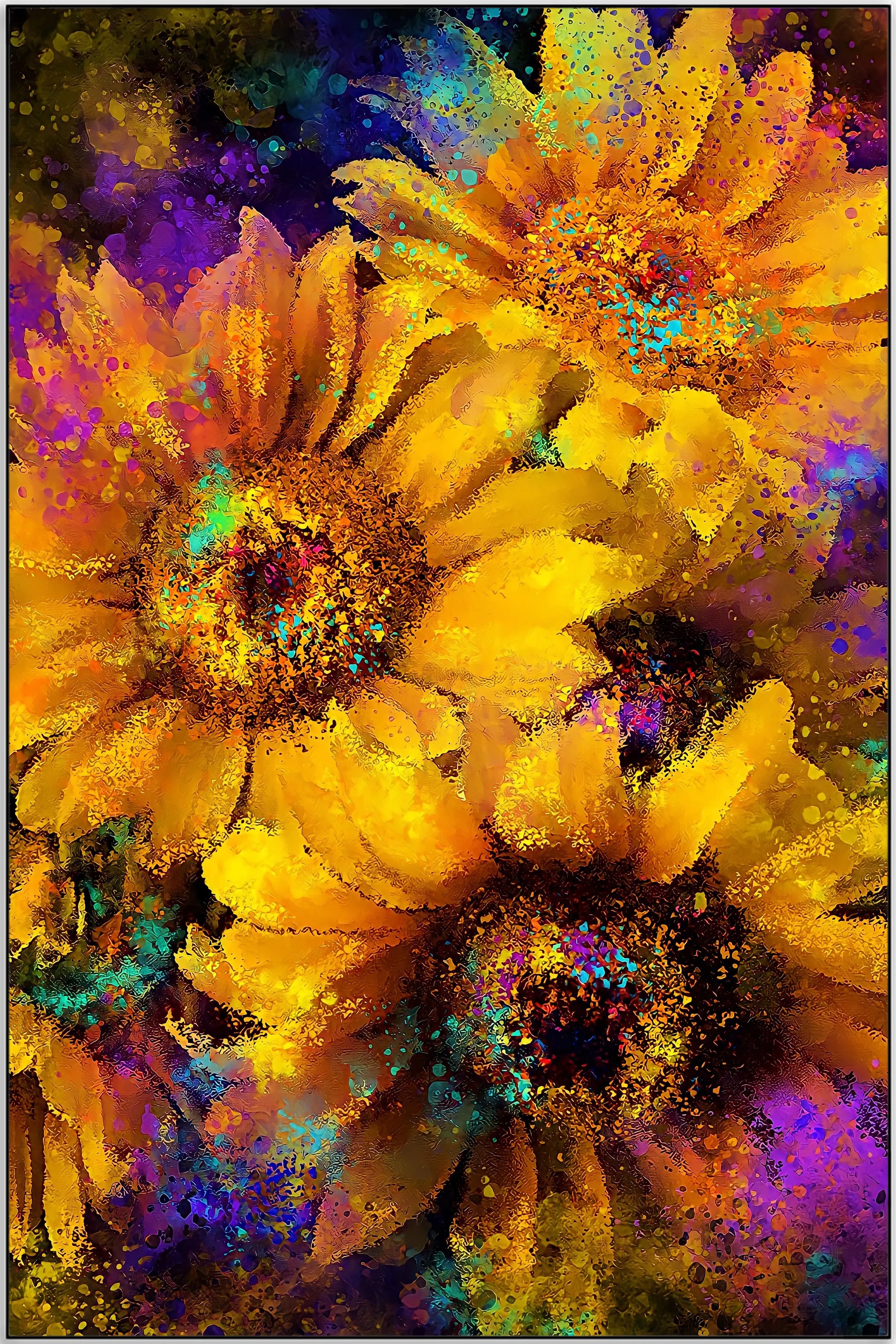 Canvas - Dansende solsikke blomster - admen.dk