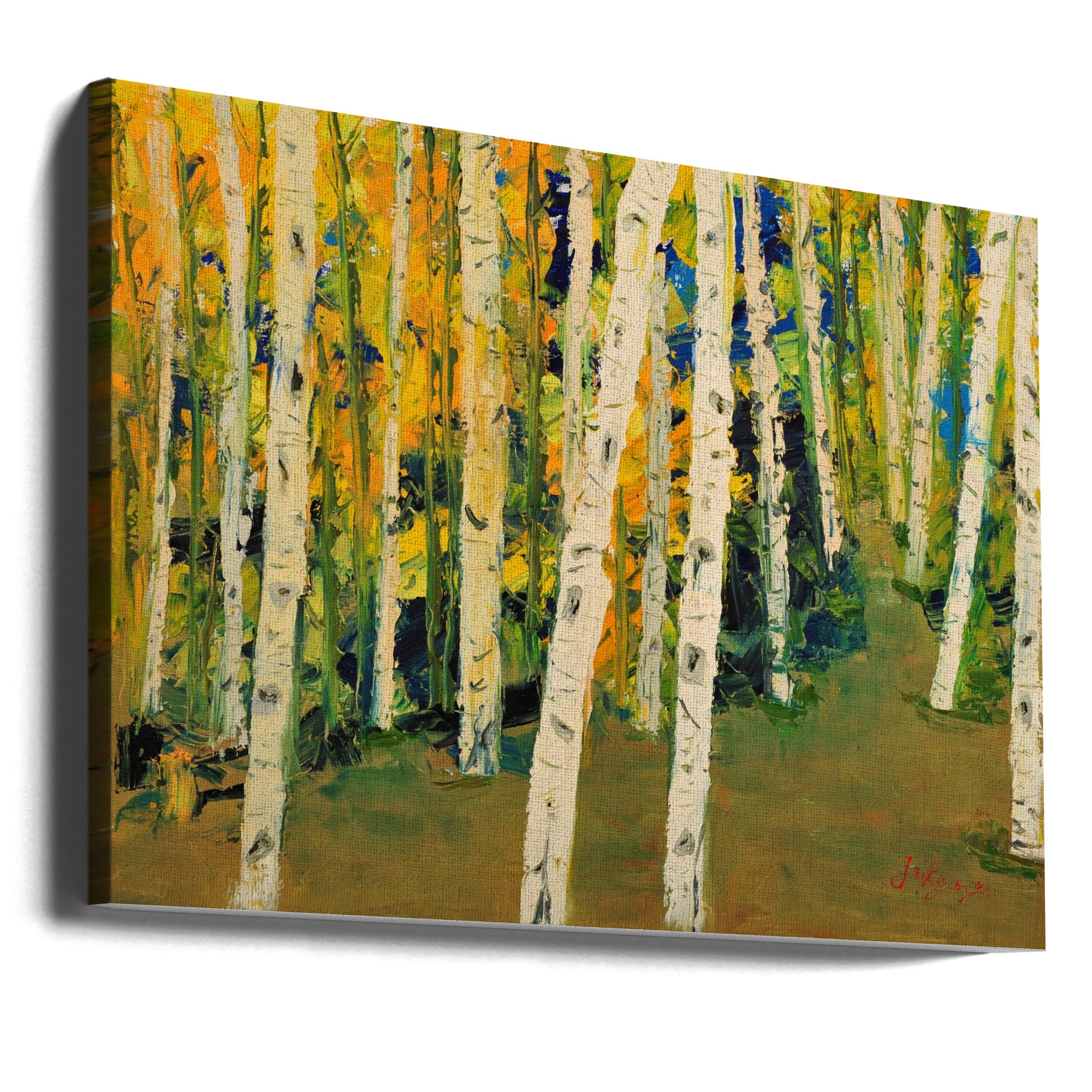 Canvas - Birch Trees GREEN - Admen.dk
