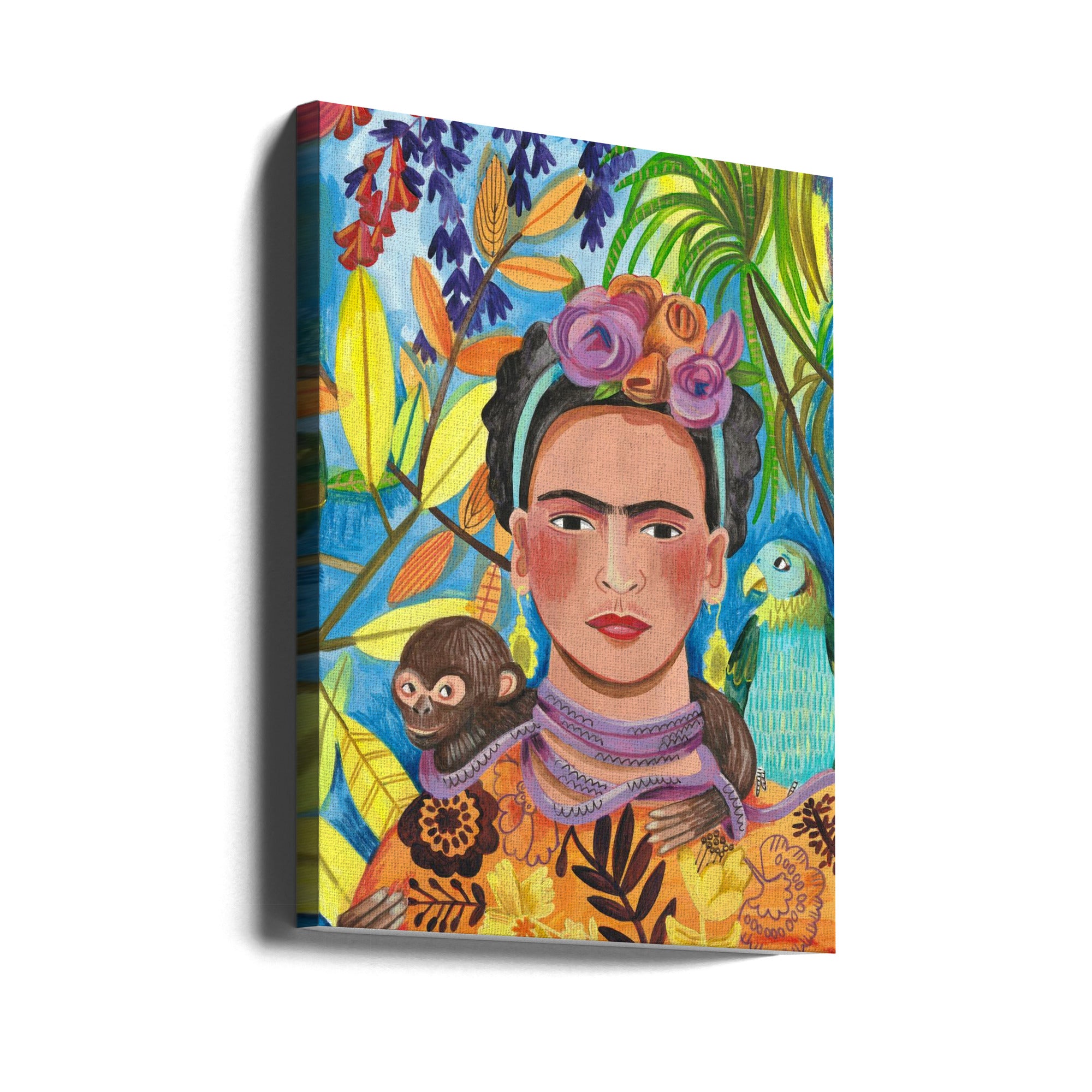 Canvas - Frida and her parrots