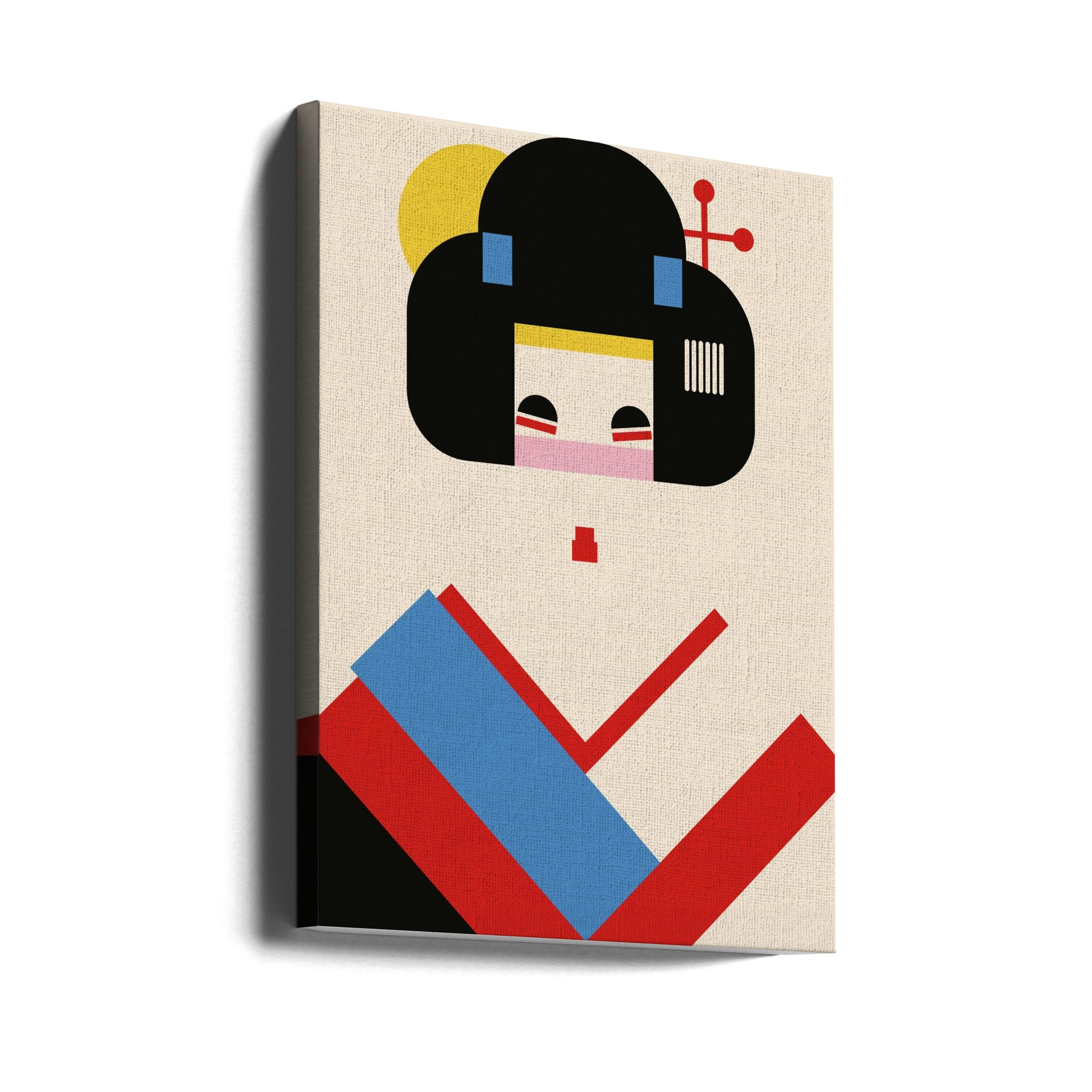 Canvas - Geisha Girl Geometric Illustration - Admen.dk