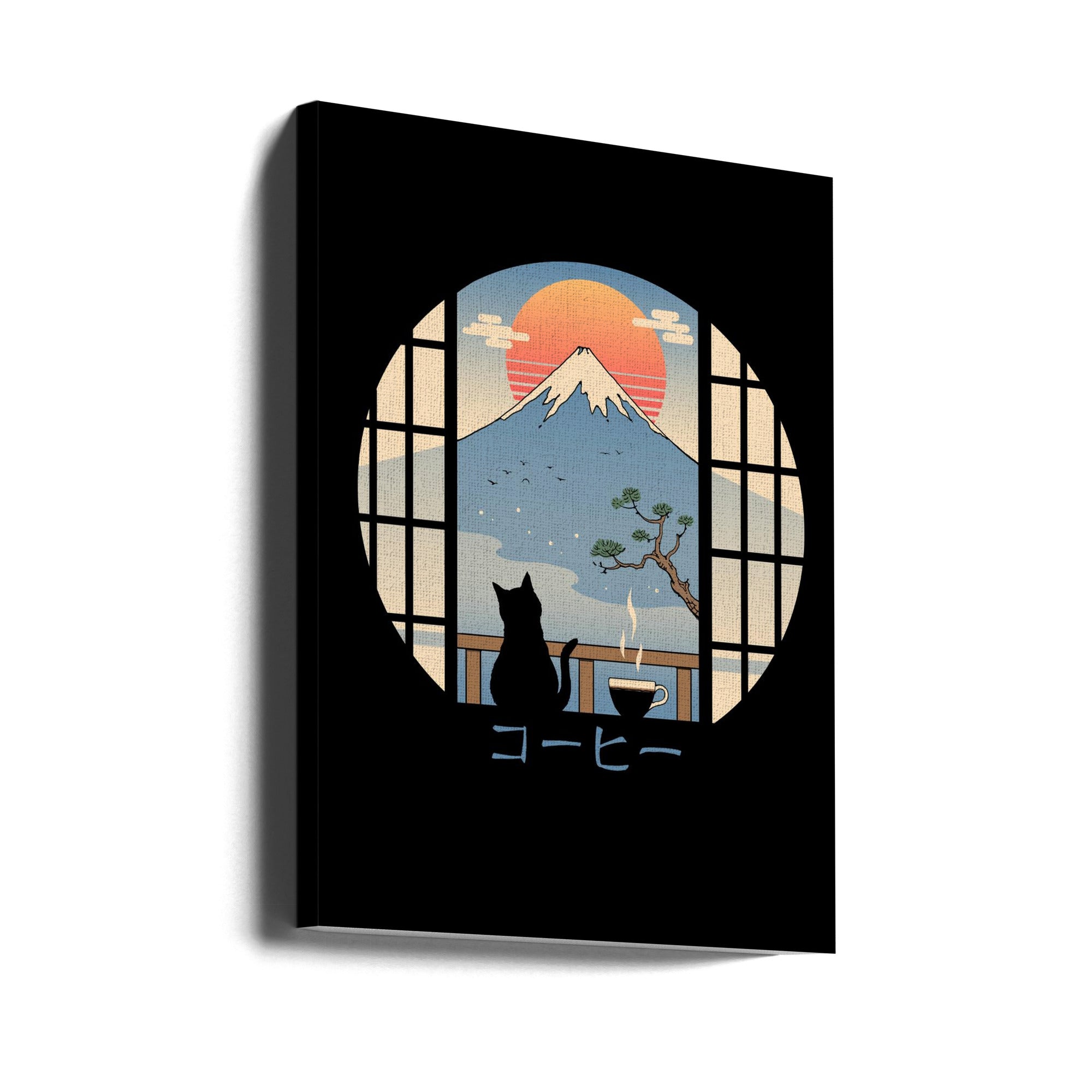 Canvas - Coffee Cat In Mt. Fuji - Admen.dk