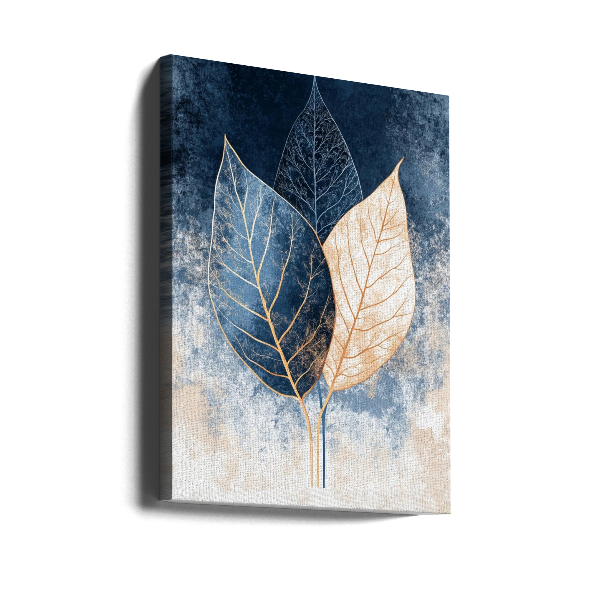 Canvas - Abstract Leaves in Blues 1 - Admen.dk