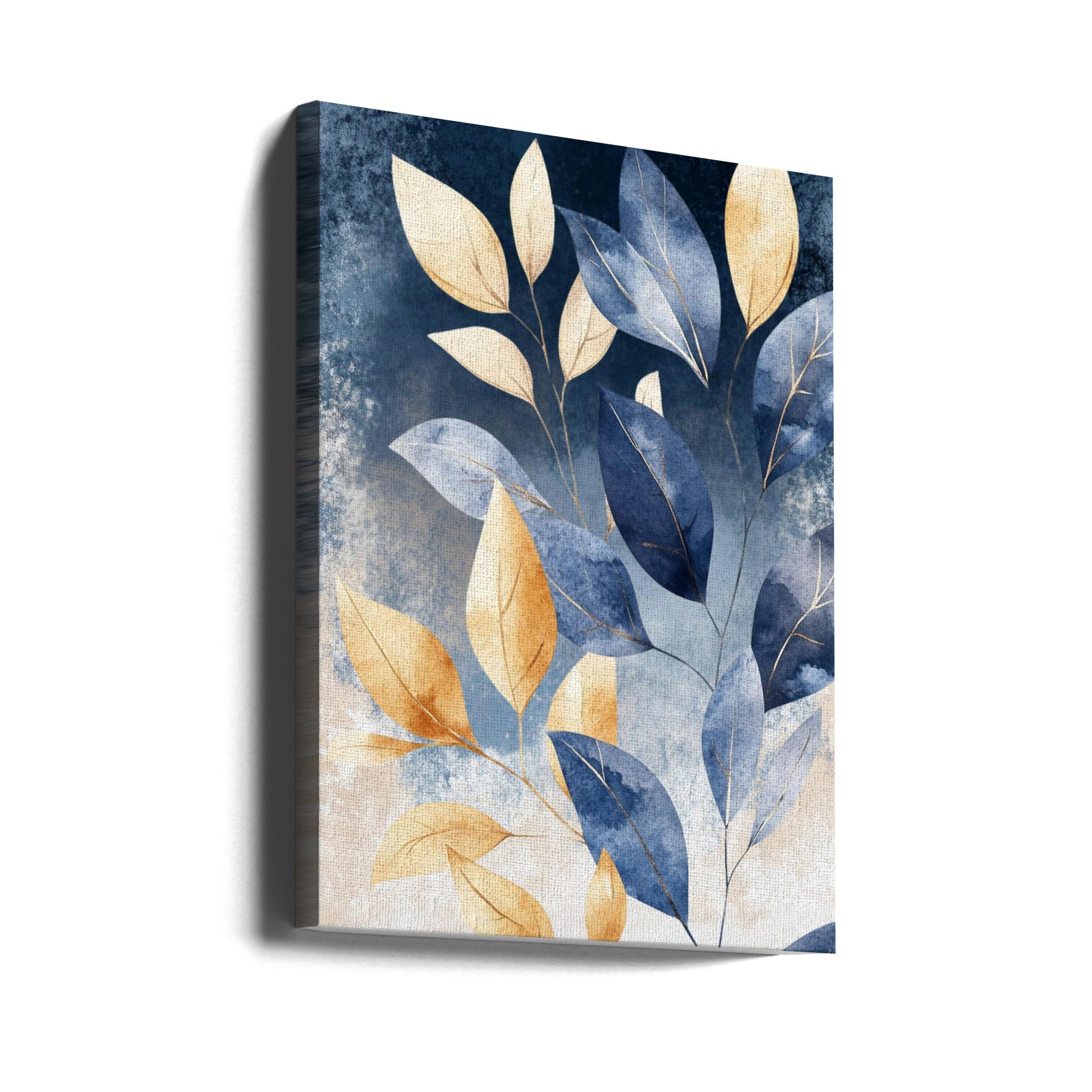 Canvas - Abstract Leaves in Blue 3 - Admen.dk