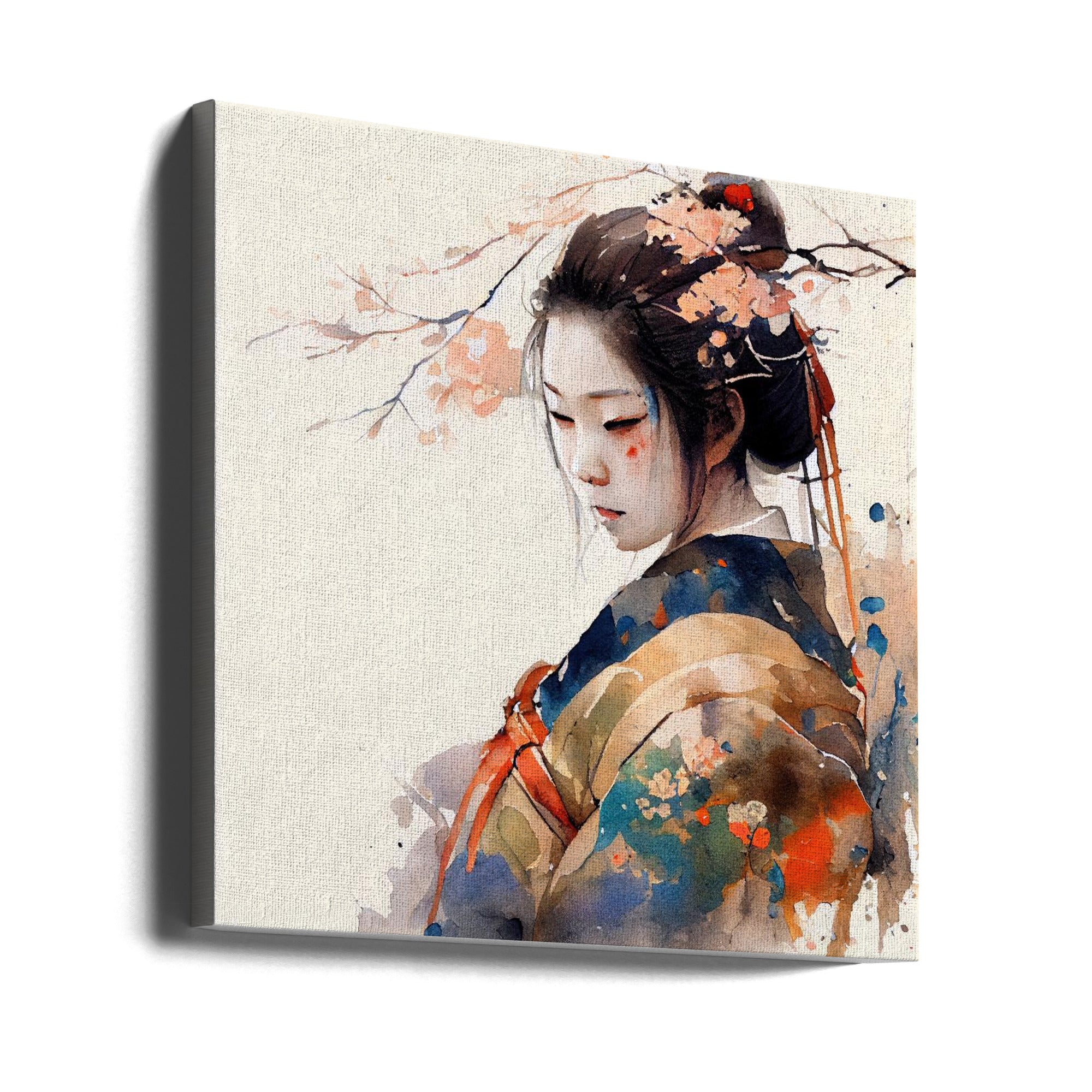 Canvas - Japan World Watercolor Painting (12) - Admen.dk