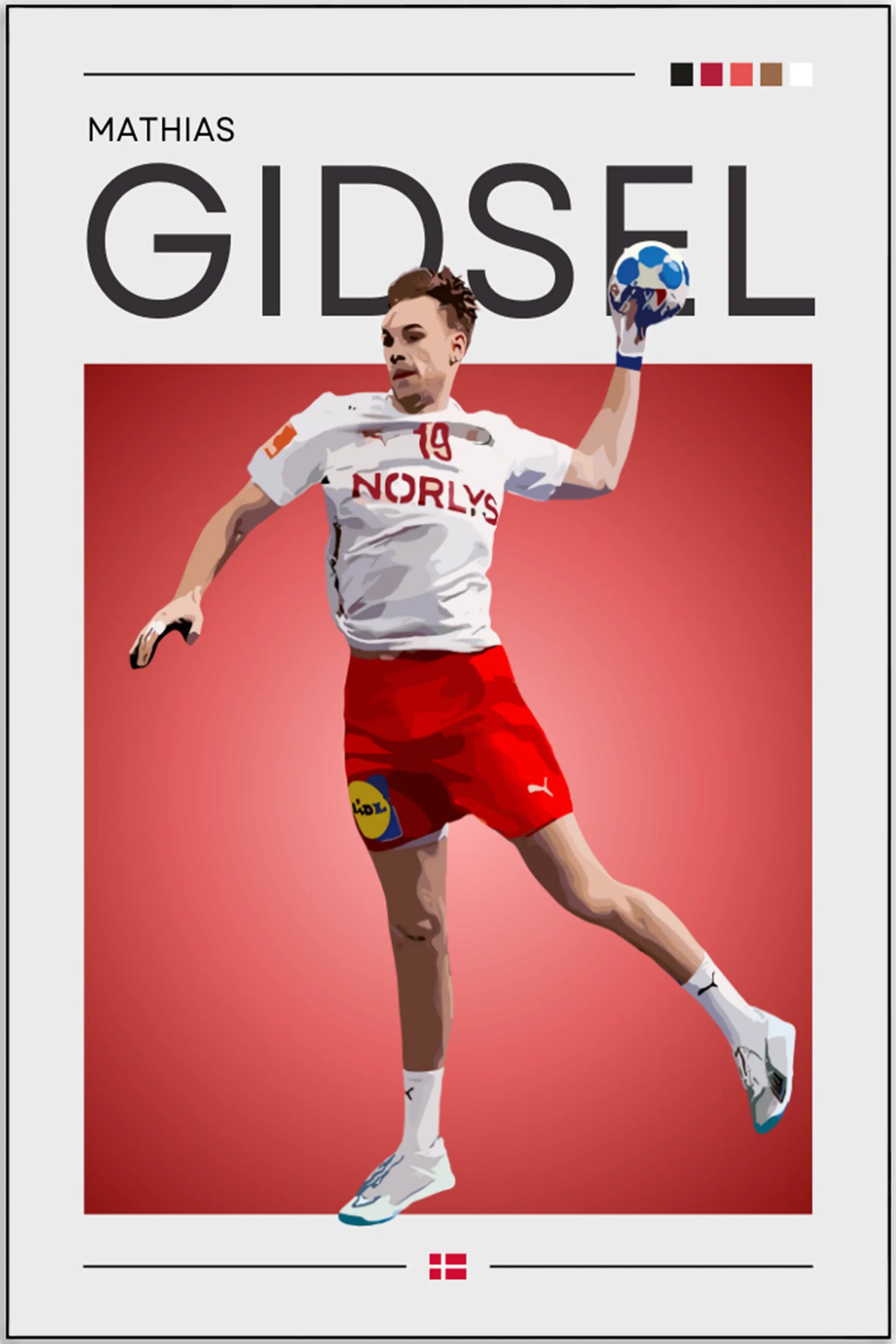 Plakat - Mathias Gidsel grafisk look - Admen.dk