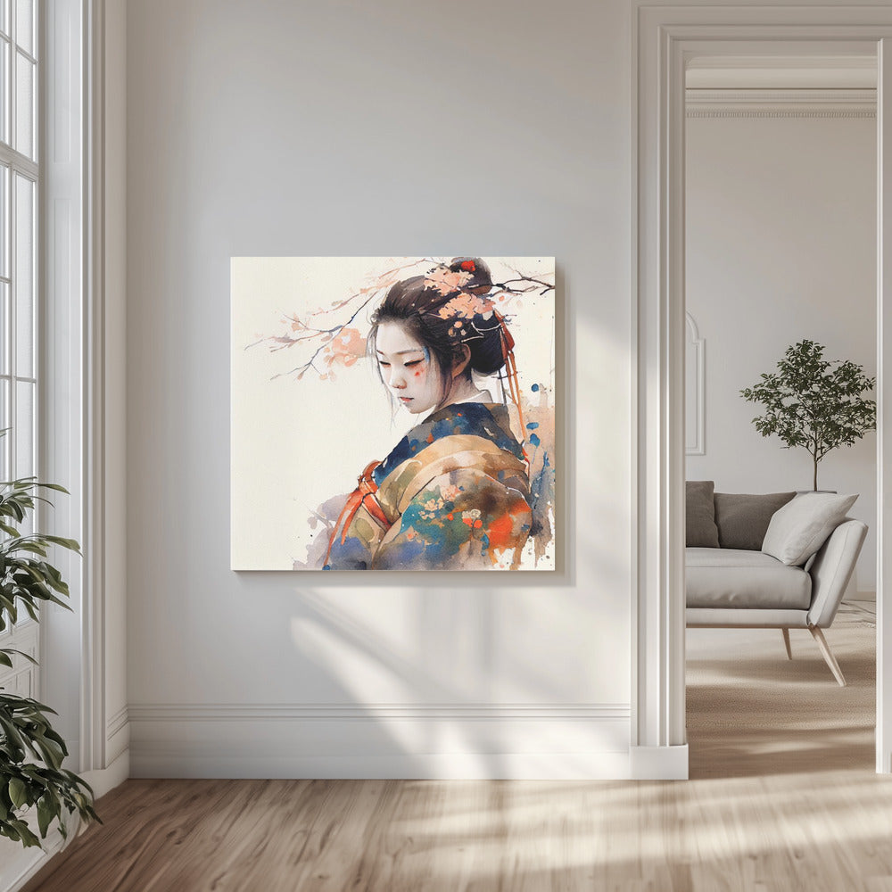 Canvas - Japan World Watercolor Painting (12) - Admen.dk