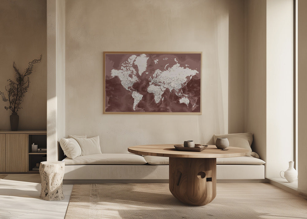 Poster - Detailed world map with cities, Hikmat
