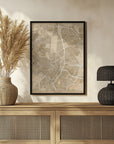 Poster - Map of Madrid (Spain) in sepia vintage style