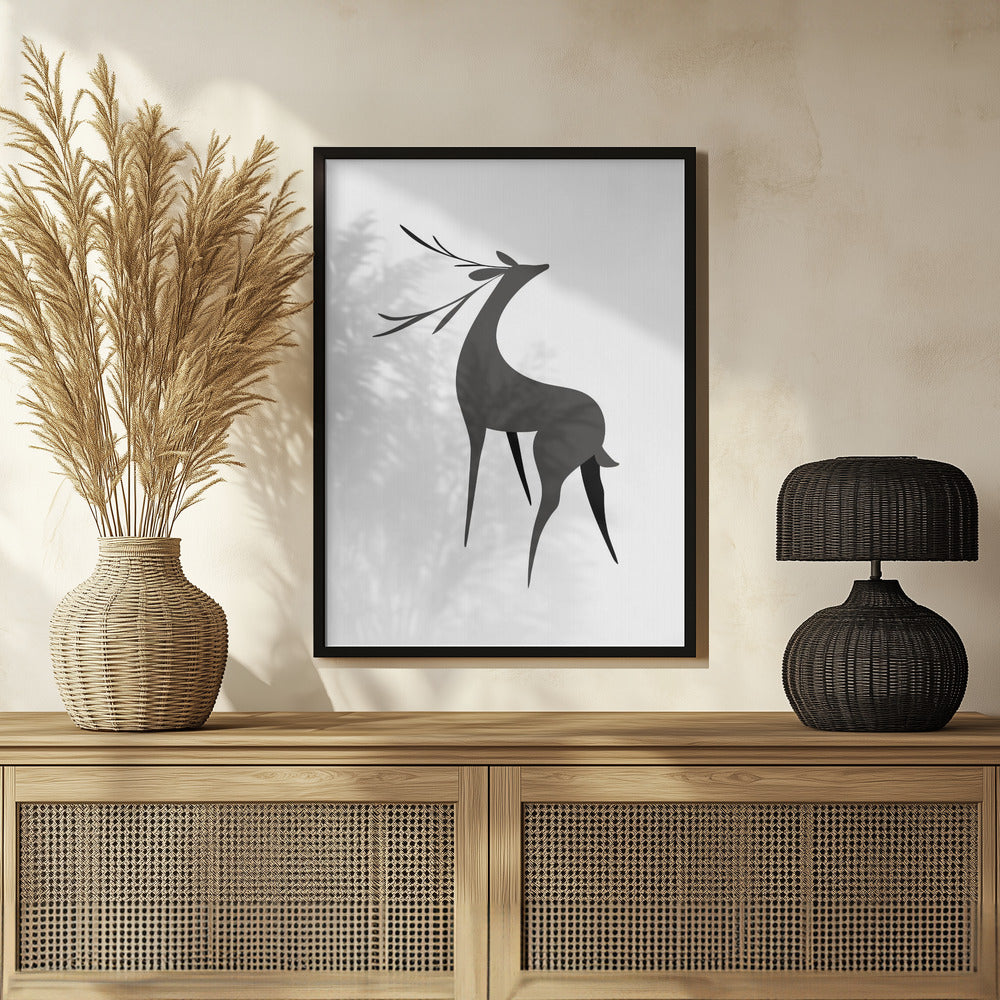 Poster - Stylized retro deer (grey)