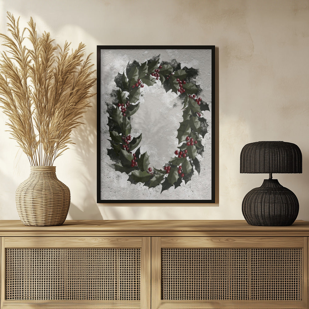 Poster - Antique holly wreath
