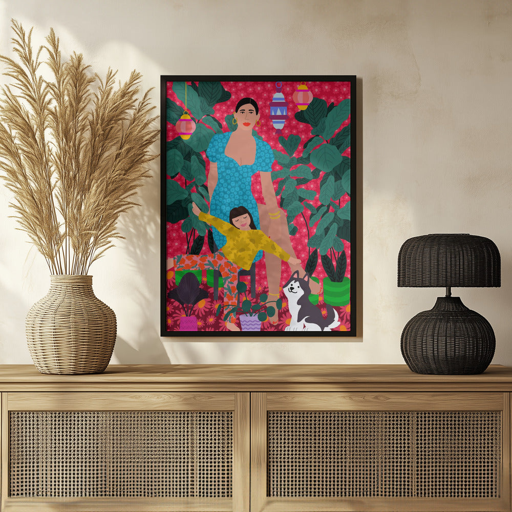 Plakat - Woman and Child the Garden - Admen.dk