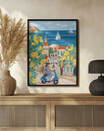 Plakat - Travel poster woman on the Amalfi coast, Italy