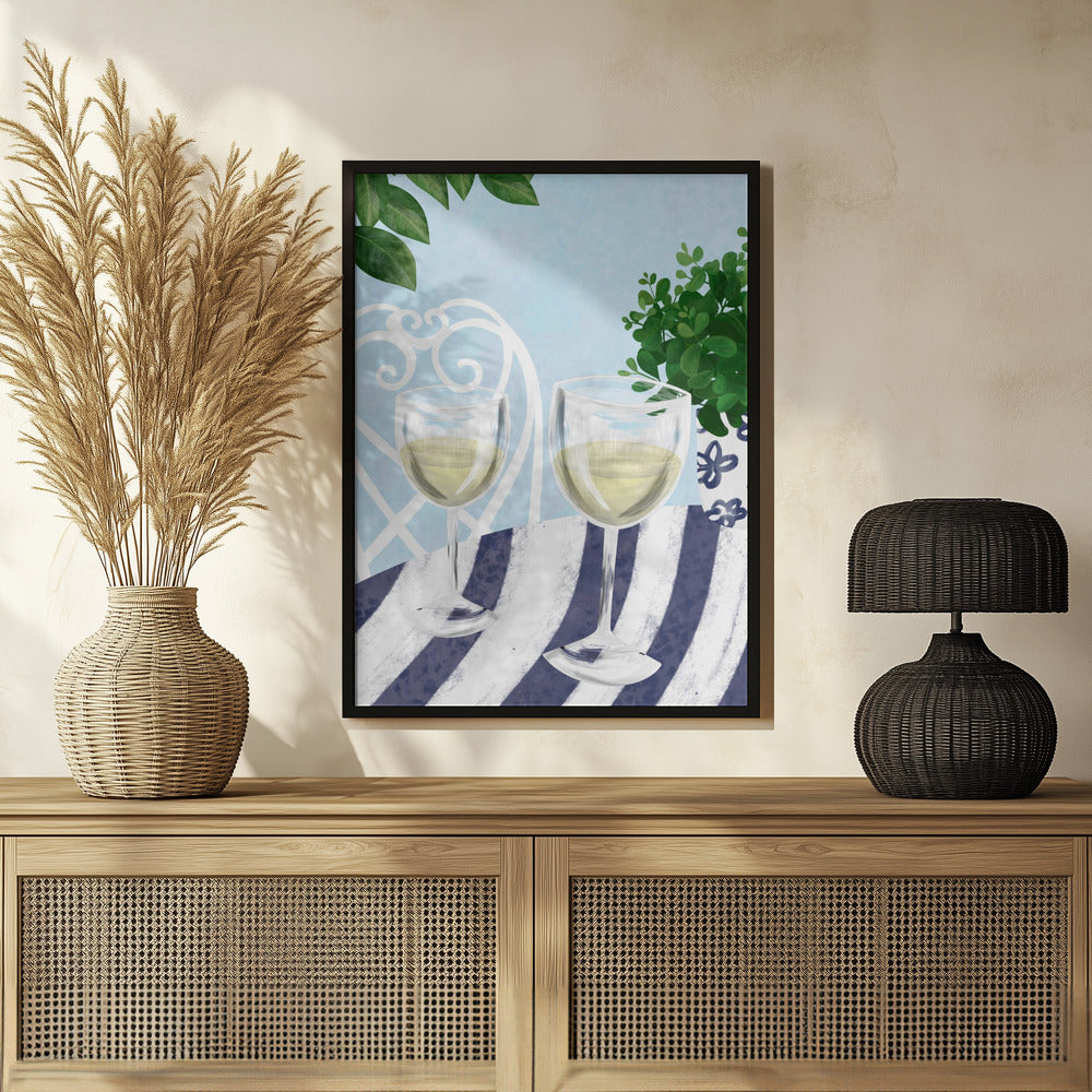 Poster - White wine under the tree