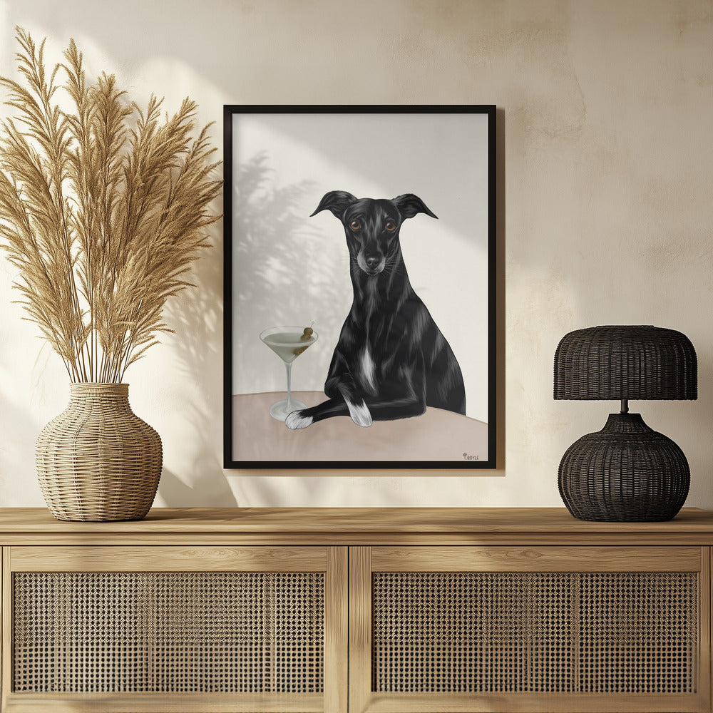 Poster - Classy Greyhound with Martini