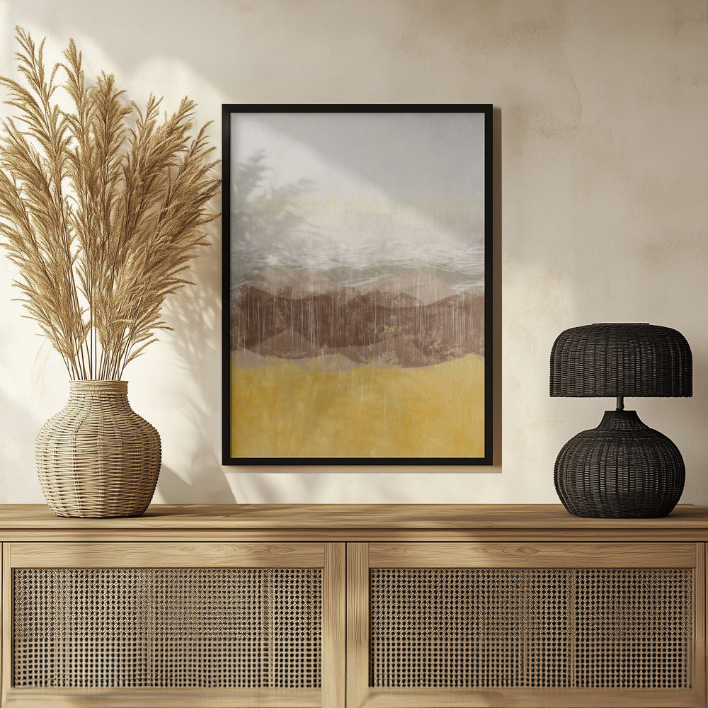 Poster - Coastal landscape with beach and sea in earth tones