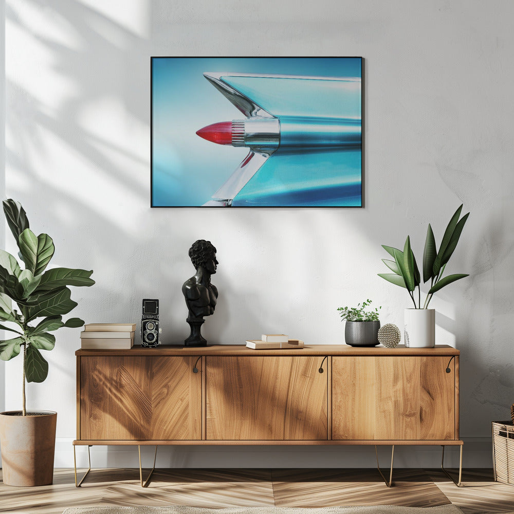 Poster - US classic car 1959 Sedan Deville tail fin abstract