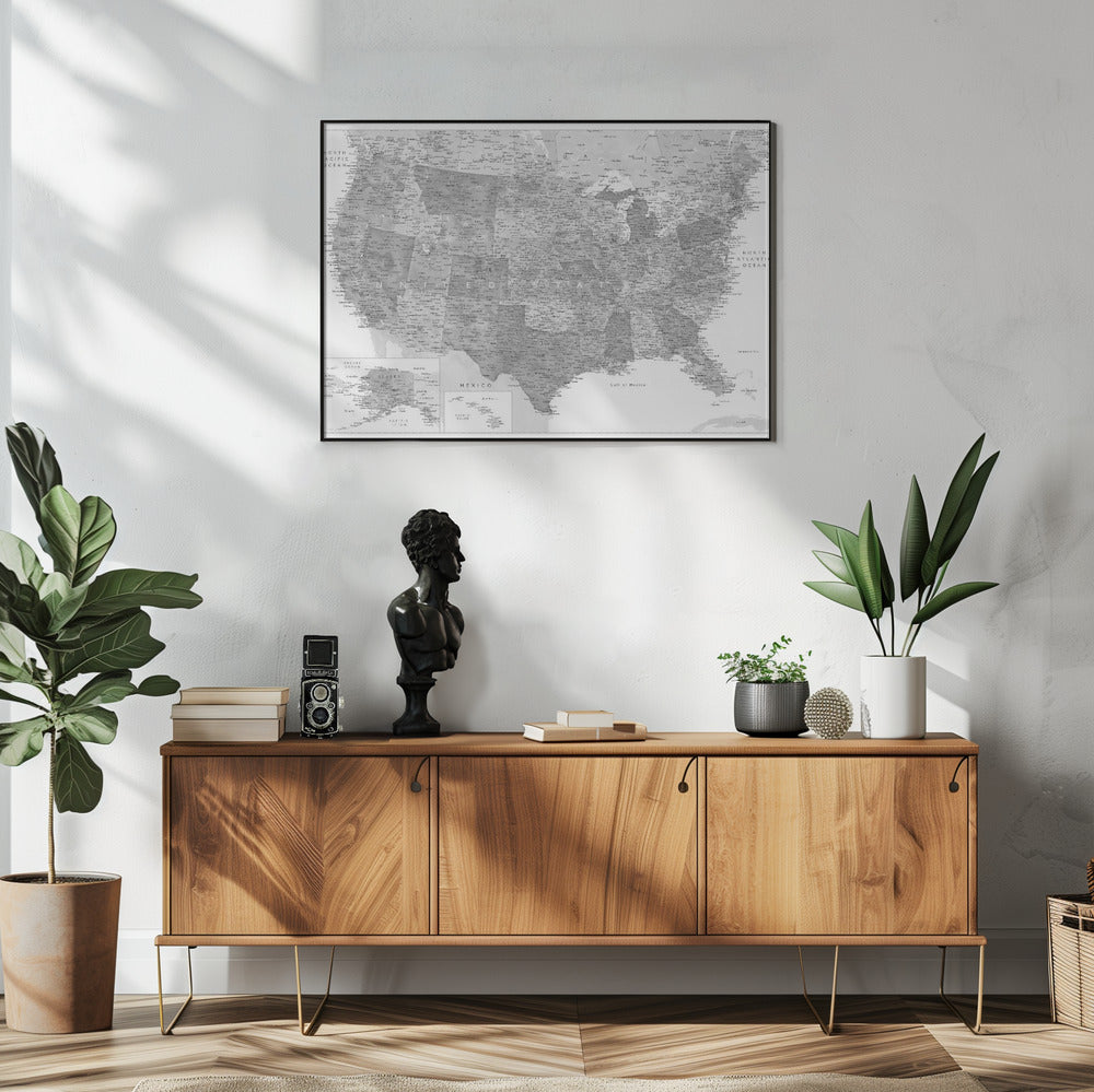 Poster - Highly detailed map of the United States Jimmy