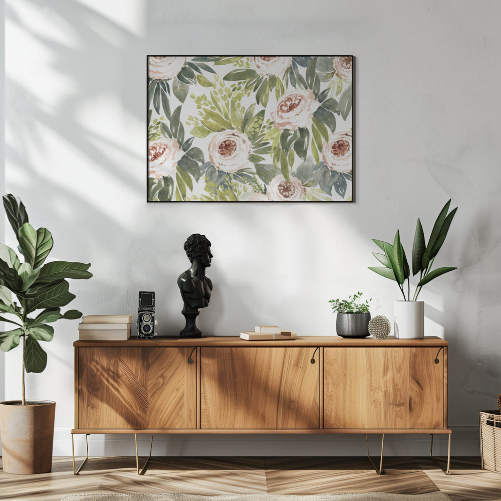 Plakat - Ananada watercolor botanical pattern