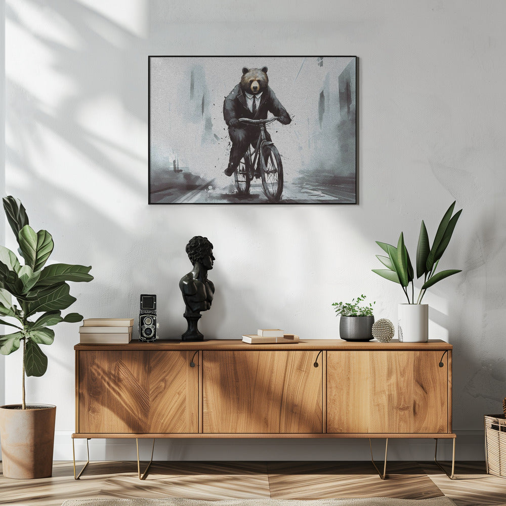 Plakat - Bear on bike
