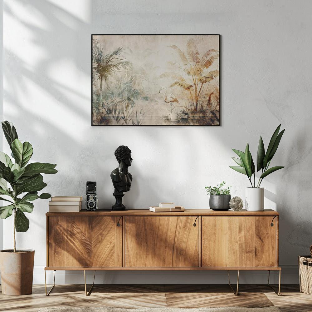 Poster - Flamingo Animal Vintage Art Illustration Wallart 04
