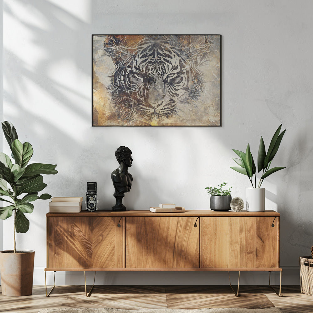 Poster - Tiger Animal Vintage Art Illustration Wallart 17