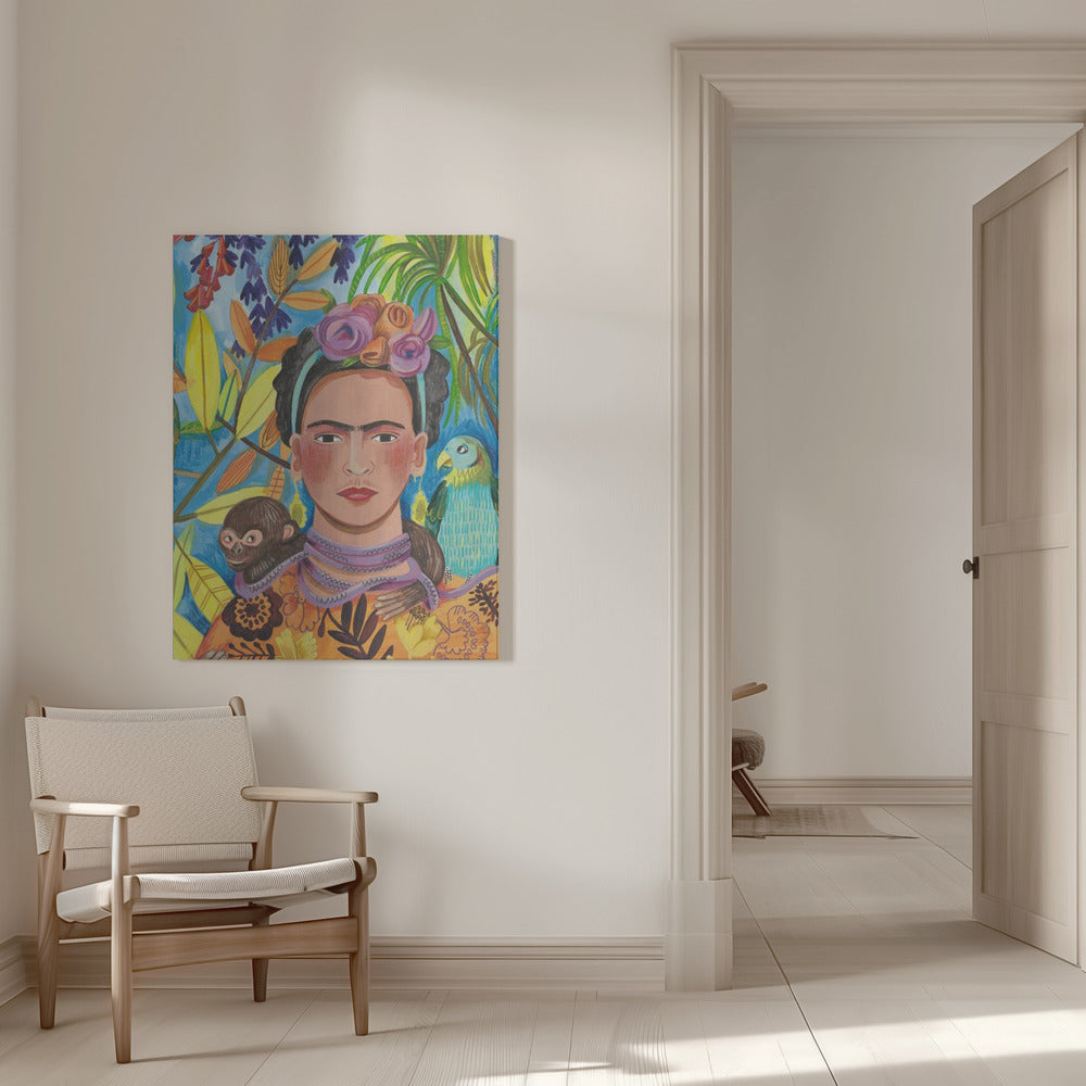 Canvas - Frida and her parrots