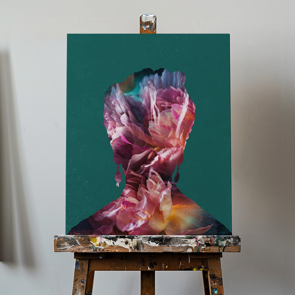 Canvas - Frida floral silhouette portrait - Admen.dk