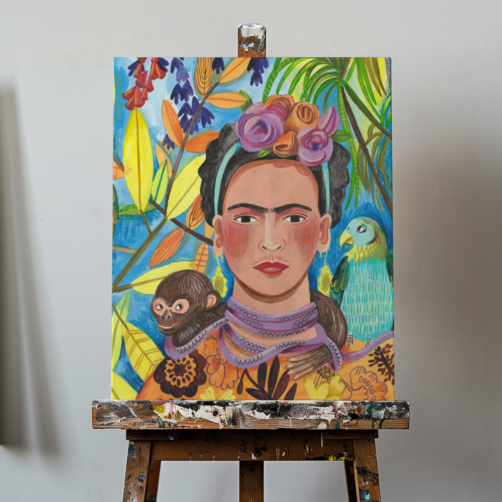 Canvas - Frida and her parrots