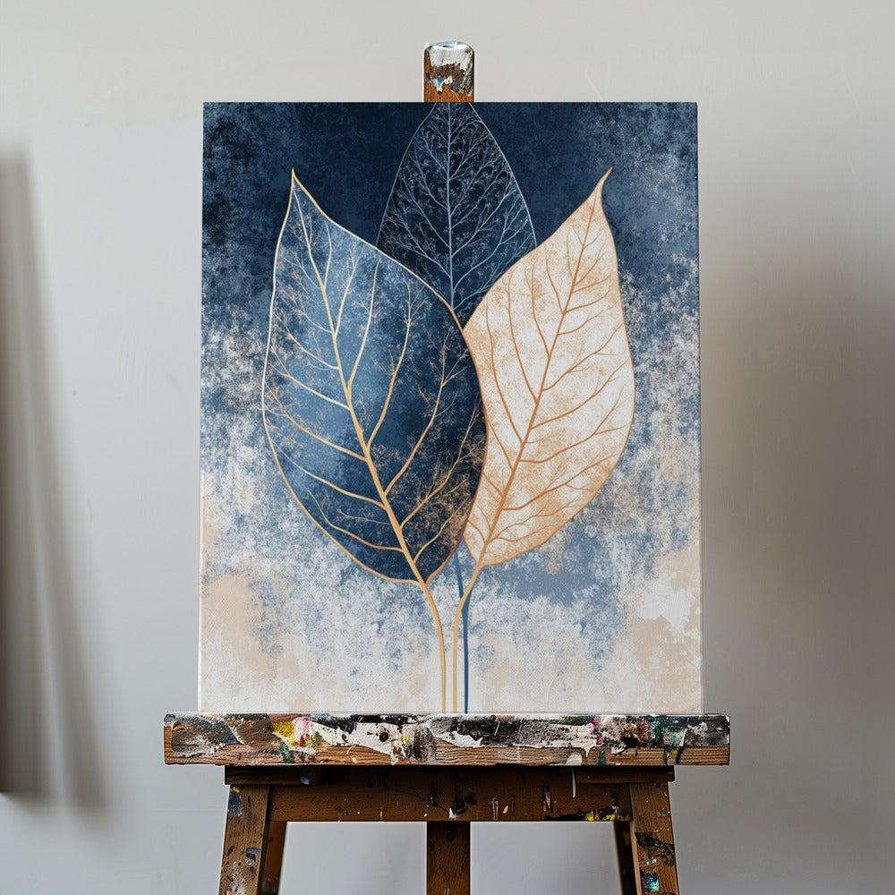 Canvas - Abstract Leaves in Blues 1 - Admen.dk