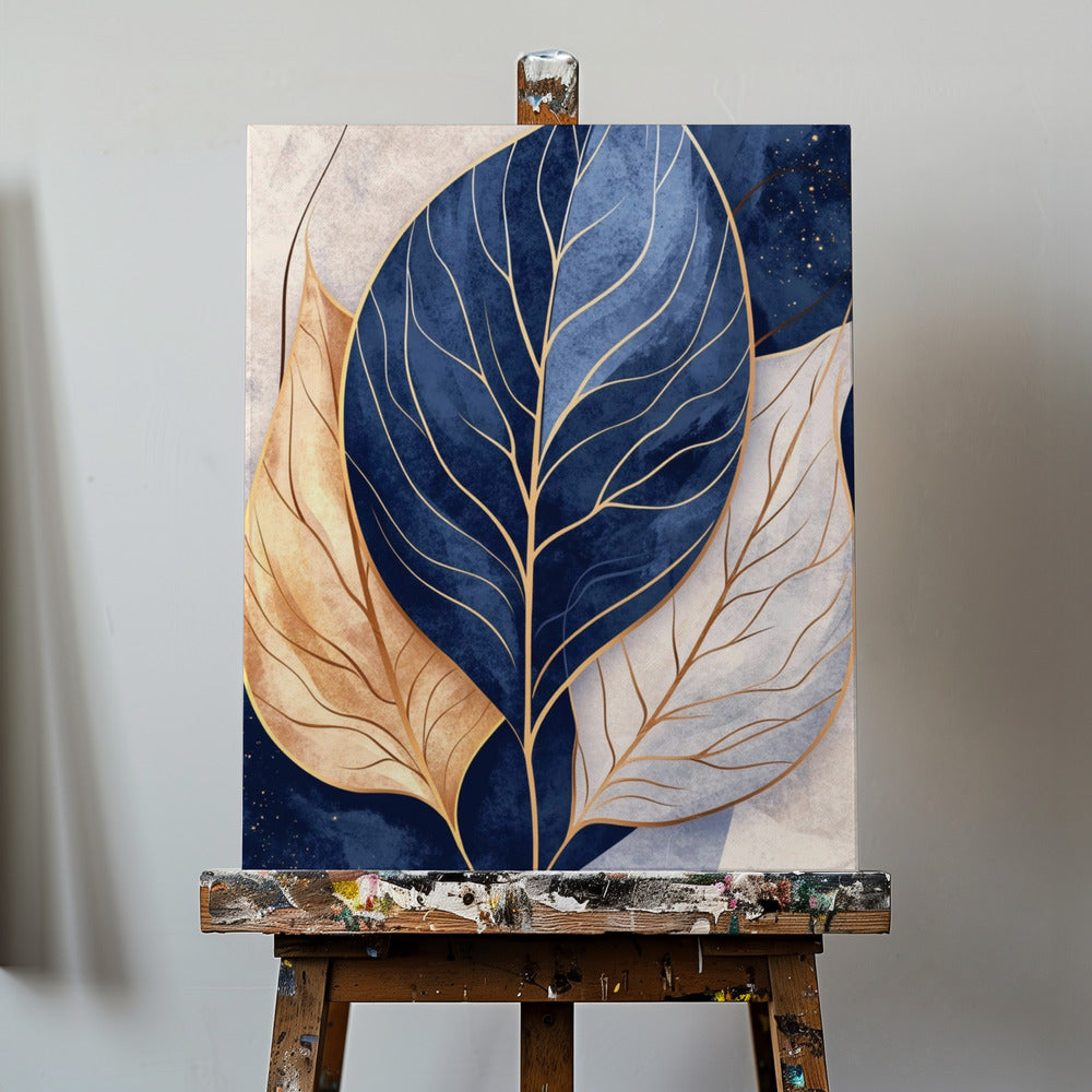 Canvas - Abstract Leaves in Blues 2 - Admen.dk