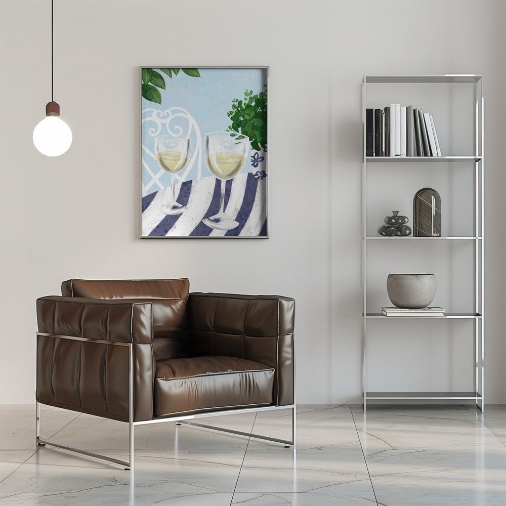 Poster - White wine under the tree